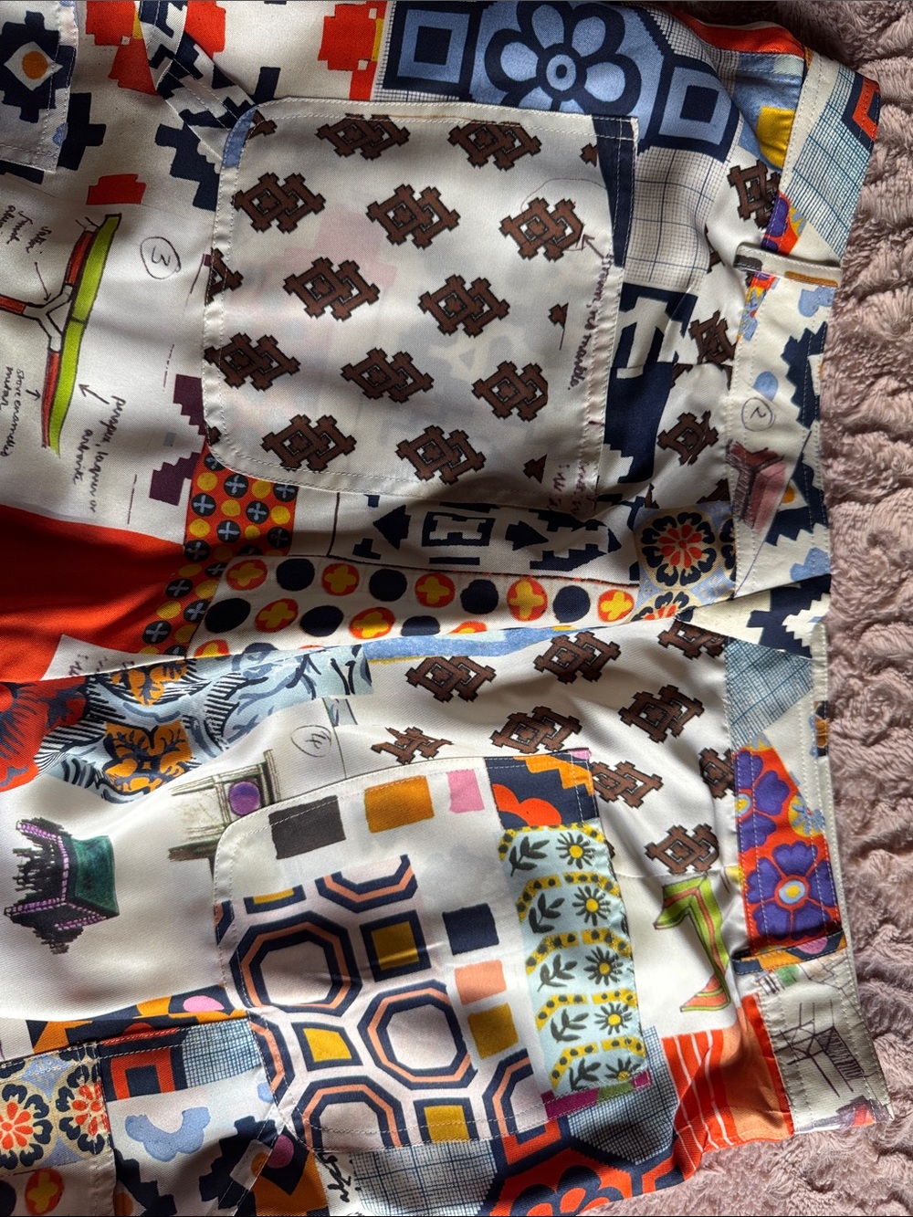 Tory Burch Multicolor Geometric & Floral Wide-Leg pants long sleeve set - Picture 11 of 17